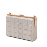 Chocolate Bar Metallic Lambskin Frame Clutch with Chain
